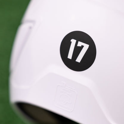 Number Helmet Decals on Black Circles